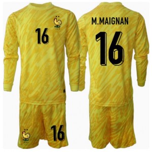Fotbalové Dres Francie Mike Maignan #16 Brankářské Dětské Domácí Oblečení ME 2024 Dlouhý Rukáv (+ trenýrky)